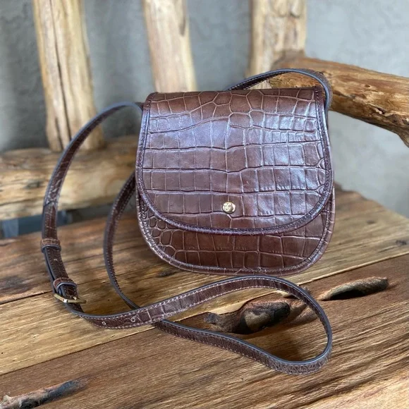 Leather Croc Textured Crossbody Bag by Emma + Sophia - Picture 8 of 11